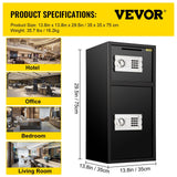 Ojen Security Safe, 2.6 cu.ft, Double Door, Digital Lock