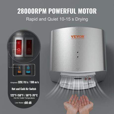 Hand dryer air outlet close up