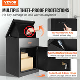 Steel wall mounted parcel mailbox with combination lock