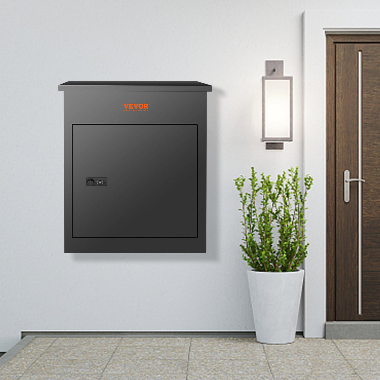 Steel wall mounted parcel mailbox with combination lock