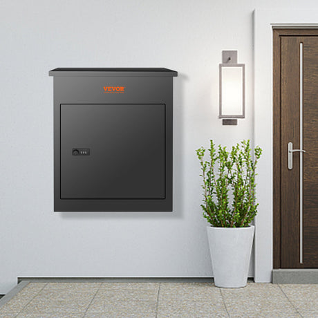 Steel wall mounted parcel mailbox with combination lock
