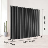 Omeo Portable Room Divider with Wheels, Black view 7