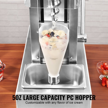 Two 5 L polycarbonate hoppers holding ice cream mix in ingredients