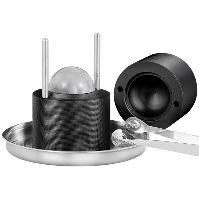 Cabra black aluminium ice ball press with tong and tray