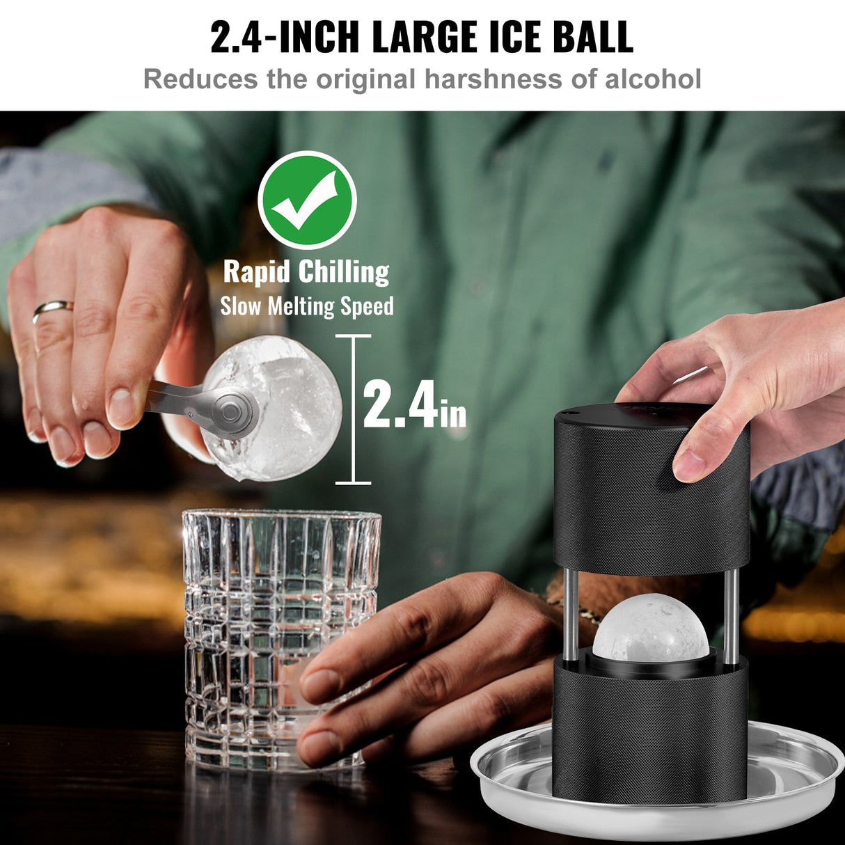 Cabra Aluminium Ice Ball Press, 60mm, Black