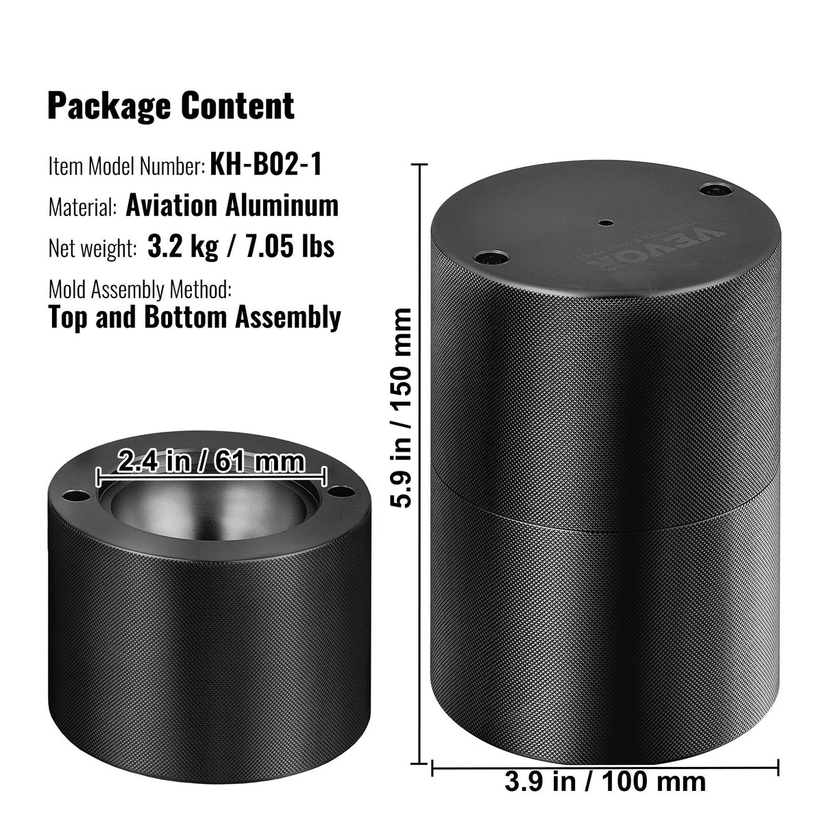 Cabra Aluminium Ice Ball Press, 60mm, Black