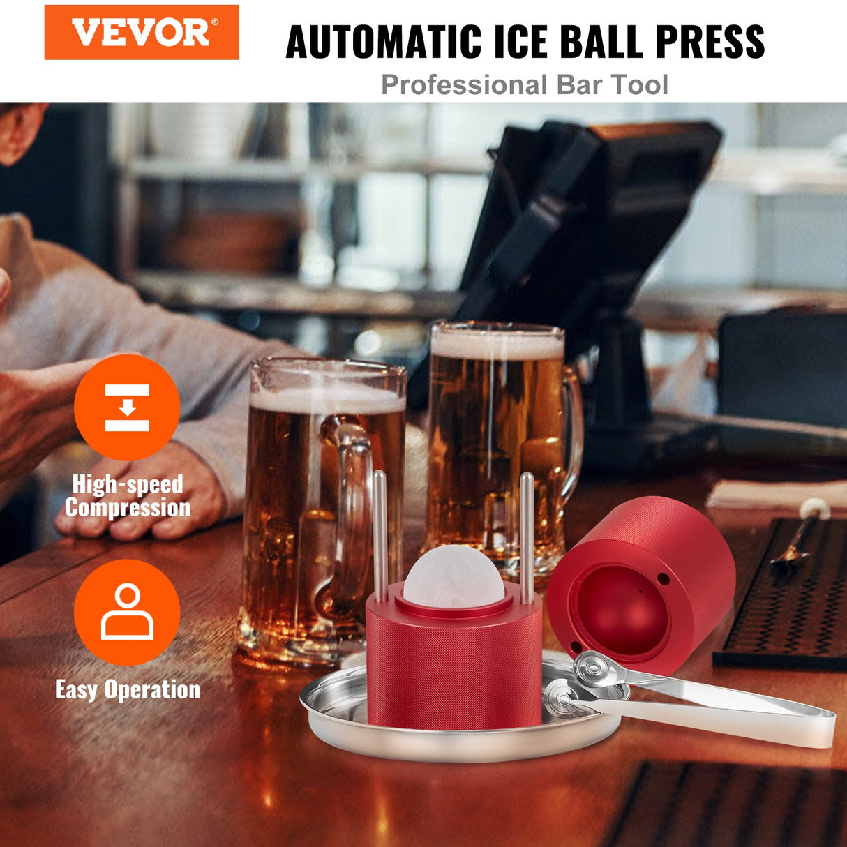 Sattel Aluminium Ice Ball Press, 60mm, Red