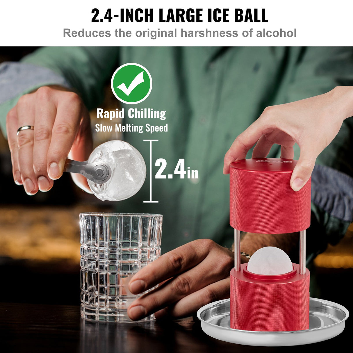 Sattel Aluminium Ice Ball Press, 60mm, Red