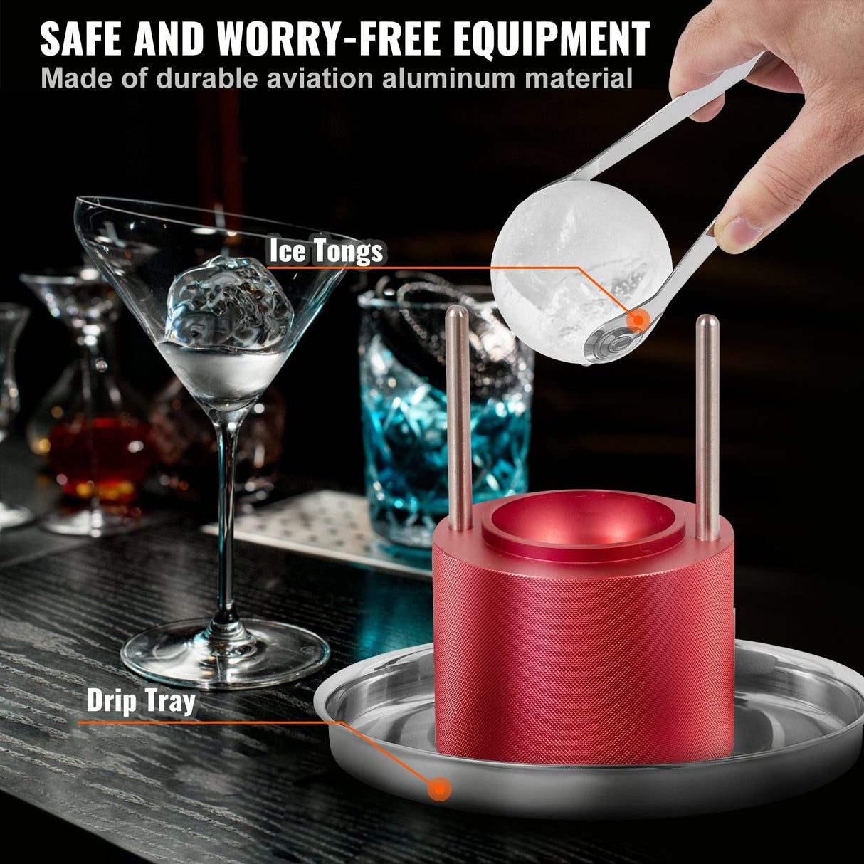 Sattel Aluminium Ice Ball Press, 60mm, Red