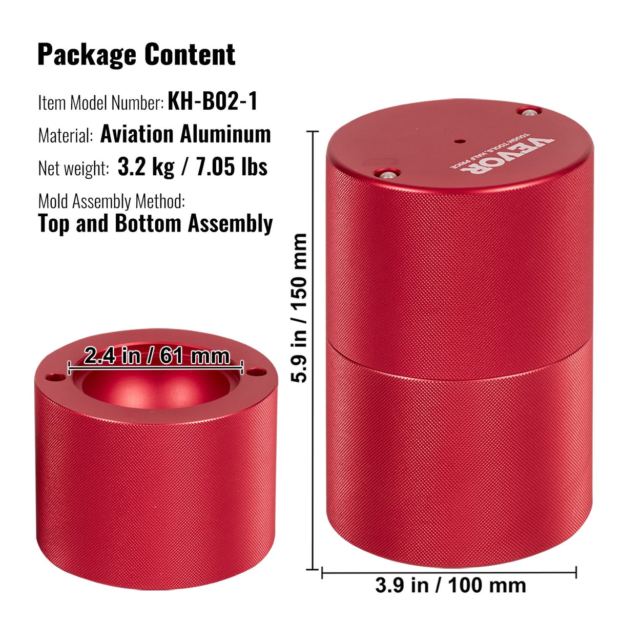 Sattel Aluminium Ice Ball Press, 60mm, Red