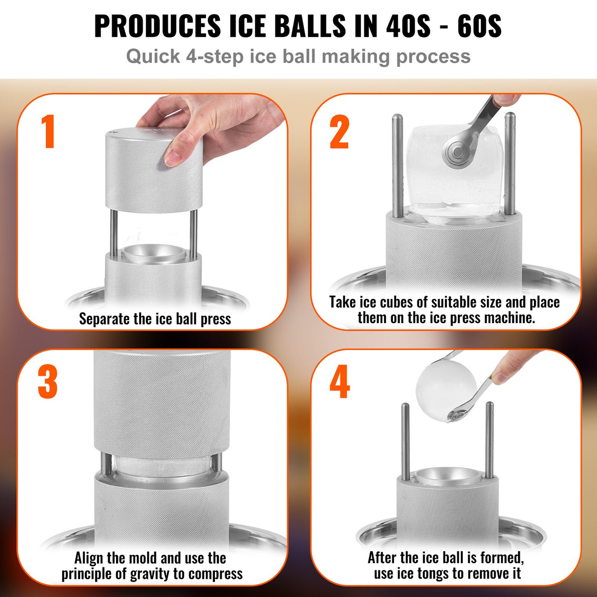 Almodovar Aluminium Ice Ball Press Kit, 60mm