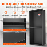 Recessed stainless steel double shelf shower niche, 33 x 63.5 cm