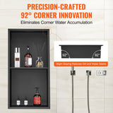 Recessed stainless steel double shelf shower niche, 33 x 63.5 cm