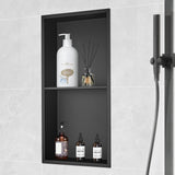 Recessed stainless steel double shelf shower niche, 33 x 63.5 cm