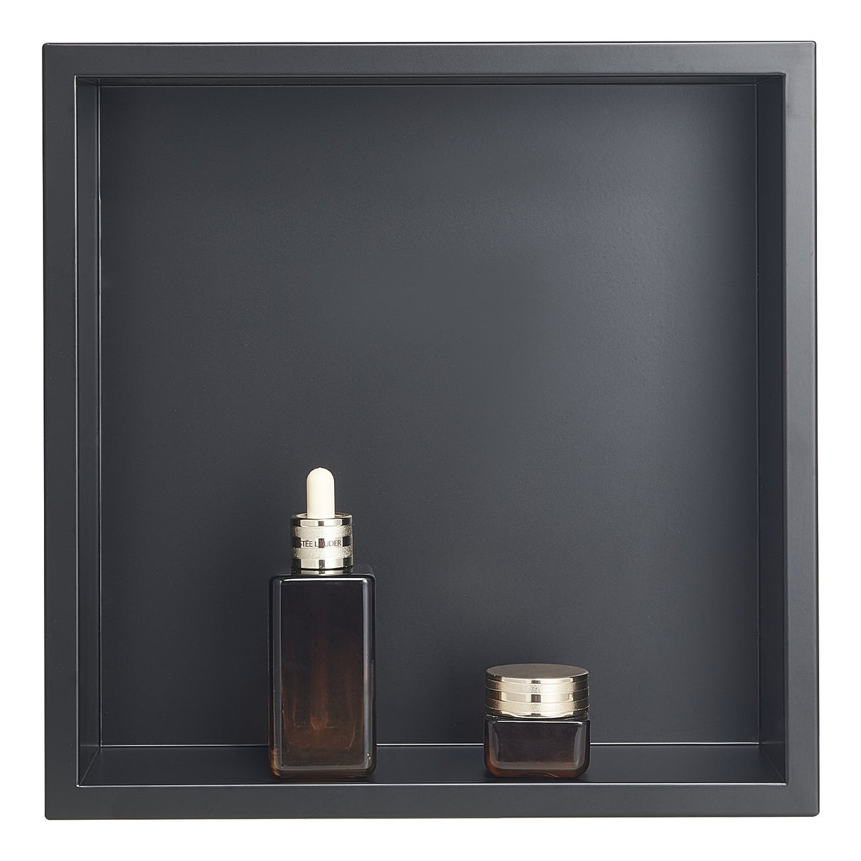 Recessed stainless steel shower niche, black, 33 x 33 cm single shelf