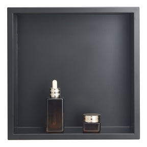 Recessed stainless steel shower niche, black, 33 x 33 cm single shelf