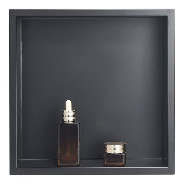 Recessed stainless steel shower niche, black, 33 x 33 cm single shelf