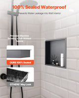 Recessed stainless steel shower niche, black, 33 x 33 cm single shelf