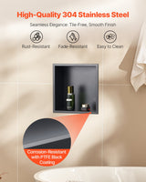 Recessed stainless steel shower niche, black, 33 x 33 cm single shelf