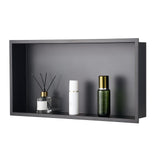 Recessed stainless steel shower niche, black, 33 x 63.5 cm single shelf