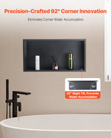 Recessed stainless steel shower niche, black, 33 x 63.5 cm single shelf