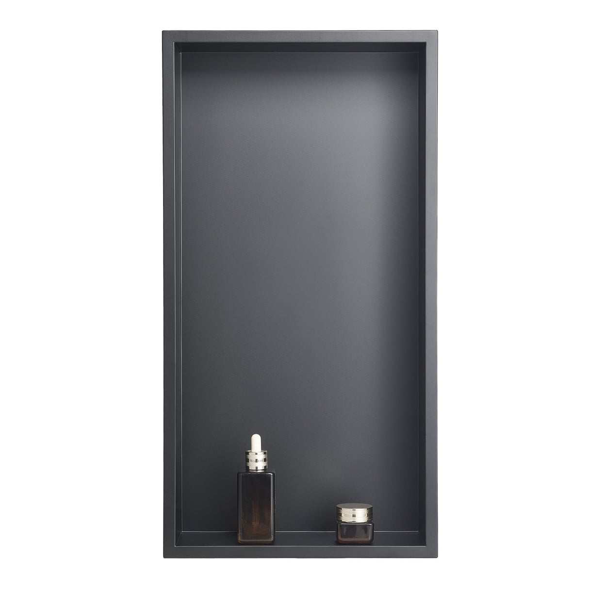 Recessed stainless steel shower niche, black, 33 x 63.5 cm single shelf
