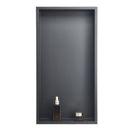 Recessed stainless steel shower niche, black, 33 x 63.5 cm single shelf