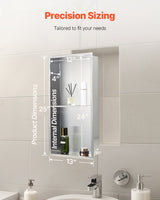 Recessed stainless steel double shelf shower niche, silver, 33 x 63.5 cm