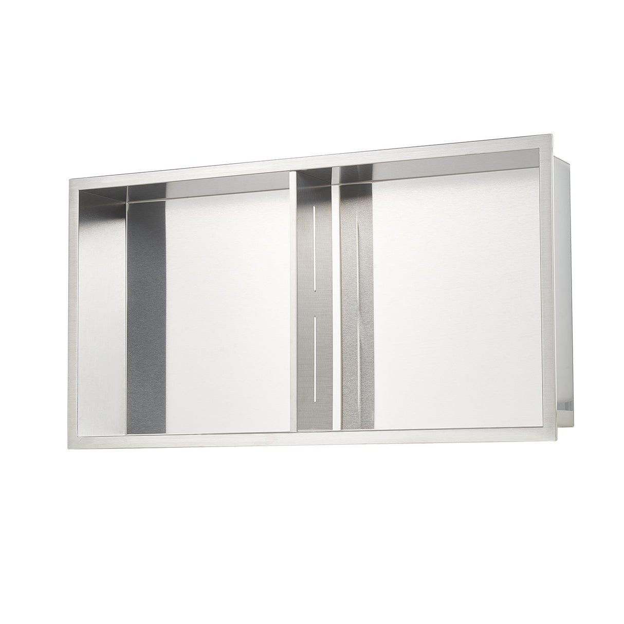 Recessed stainless steel double shelf shower niche, silver, 33 x 63.5 cm