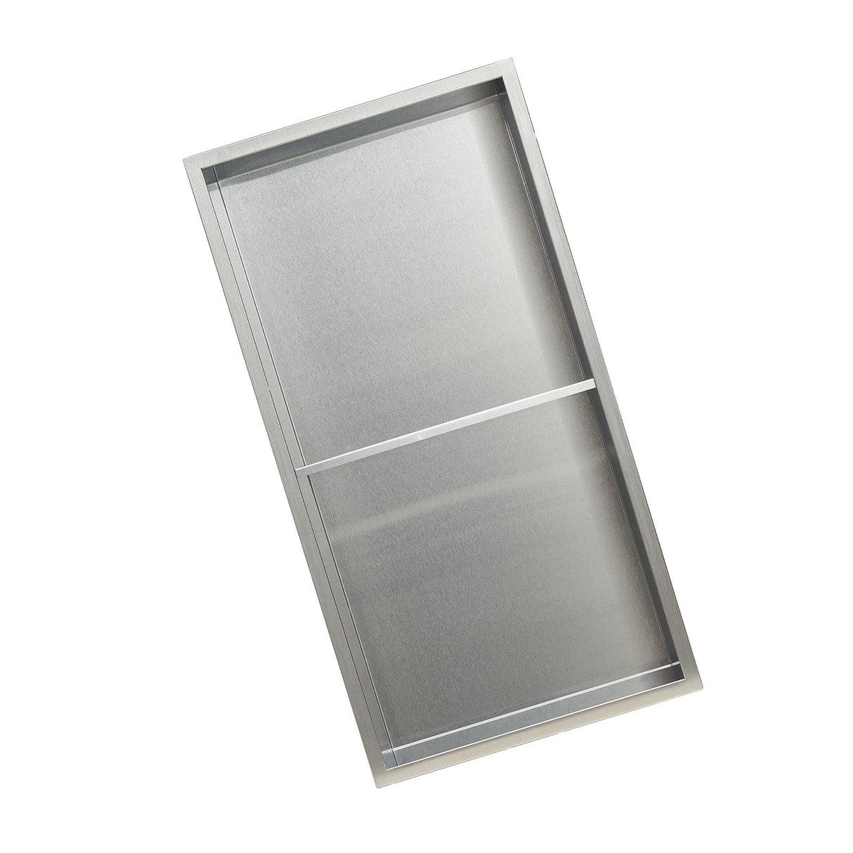 Recessed stainless steel double shelf shower niche, silver, 33 x 63.5 cm