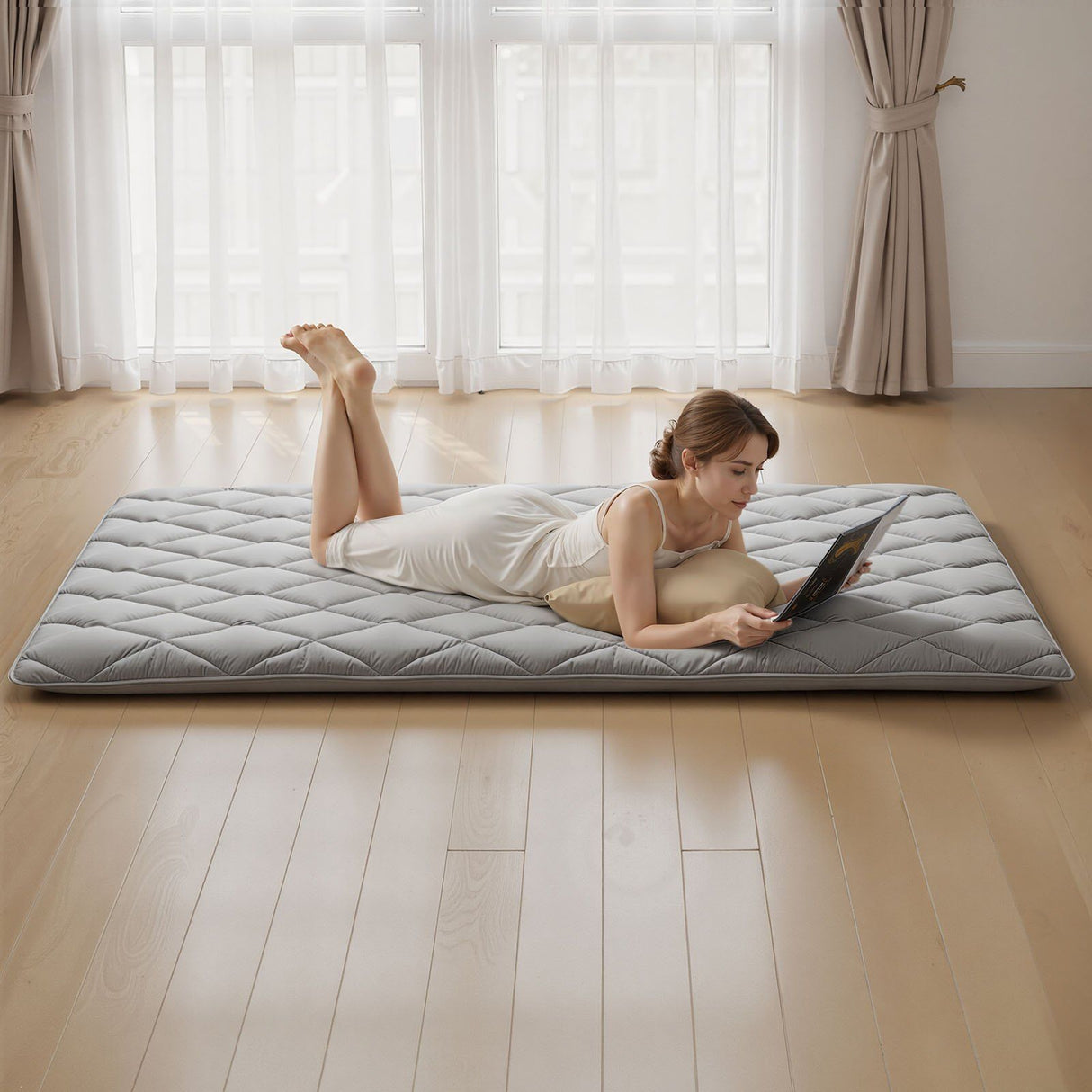 Mission Beach Foldable Tatami Mattress, Grey