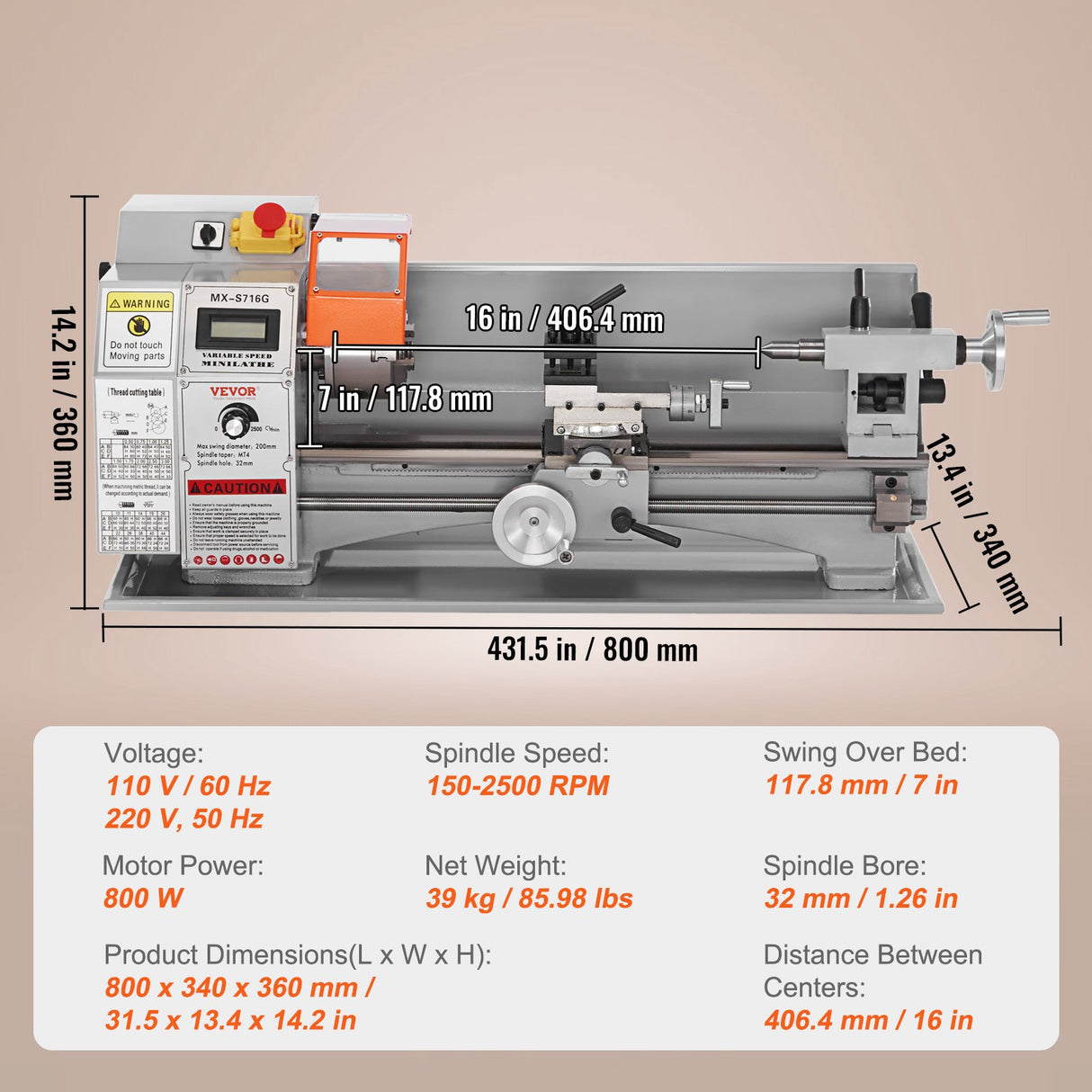 Tailstock and tool post detail on the mini metal lathe