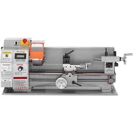 Side view of the 800 W direct drive benchtop metal lathe