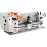 Mini metal lathe set up in a home workshop