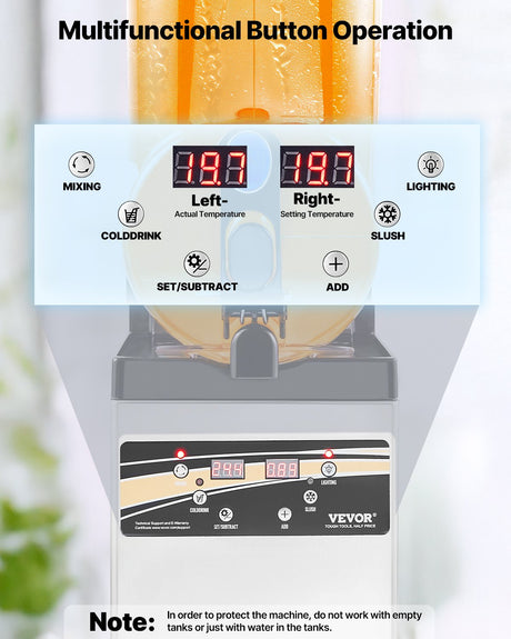 Digital control panel showing temperature and mode settings