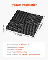 Klausen Interlocking Drainage Floor Mat, 31x31cm, PP, Black, 24pcs