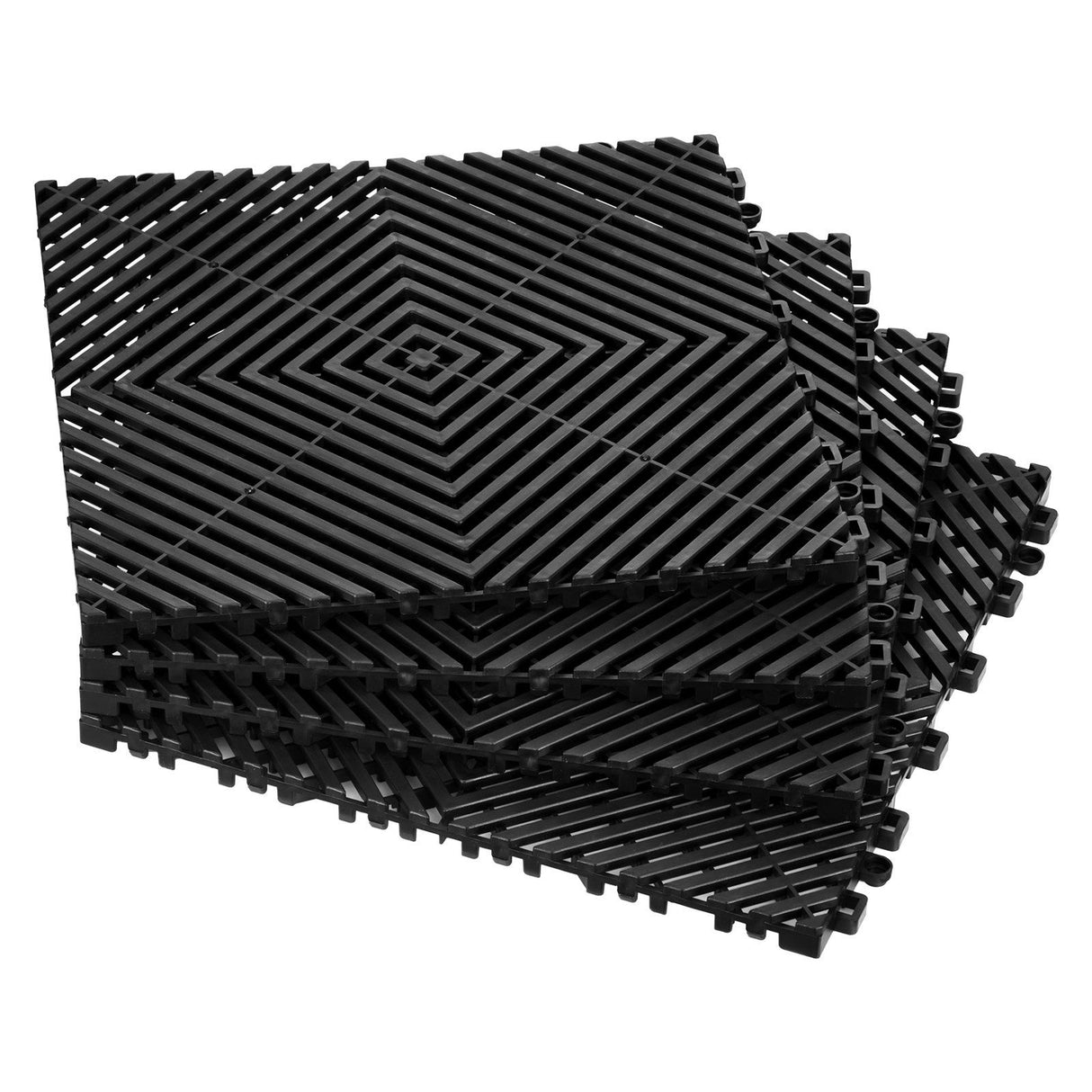 Klausen Interlocking Drainage Floor Mat, 31x31cm, PP, Black, 24pcs