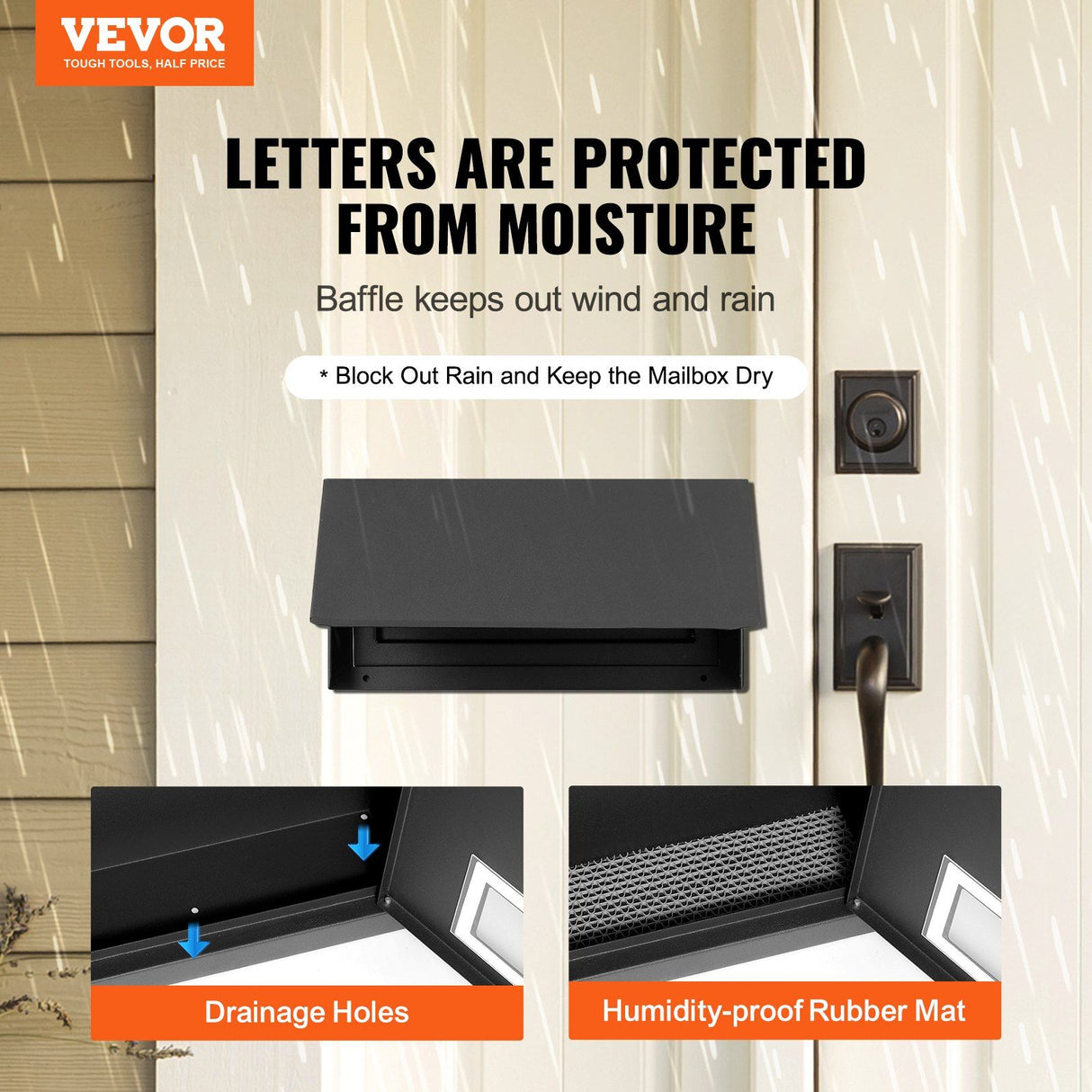 Steel through the door mail drop box with combination lock, black