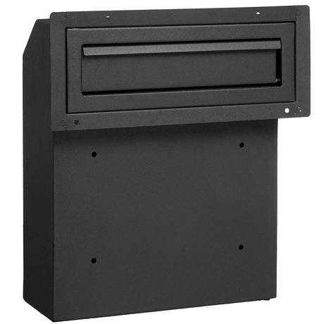 Steel through the door mail drop box with combination lock, black
