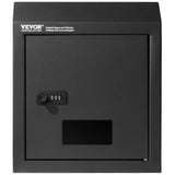 Steel through the door mail drop box with combination lock, black