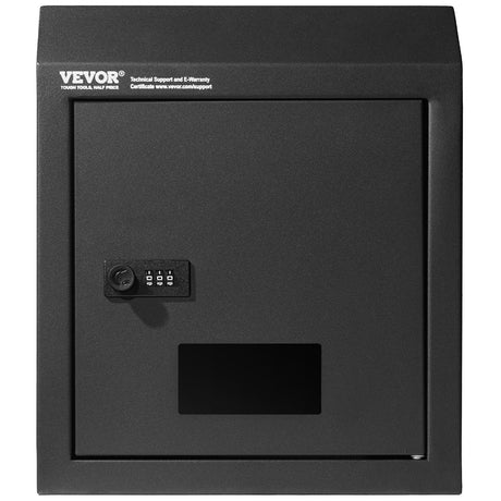Steel through the door mail drop box with combination lock, black