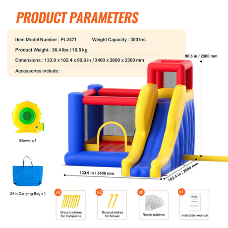 VEVOR Inflatable Bounce House with Slide