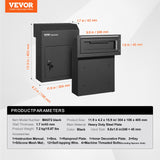 Steel through the door mail drop box with key lock, black