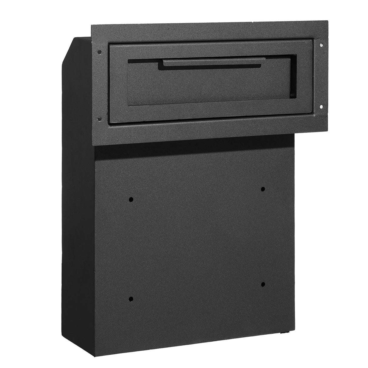 Steel through the door mail drop box with key lock, black