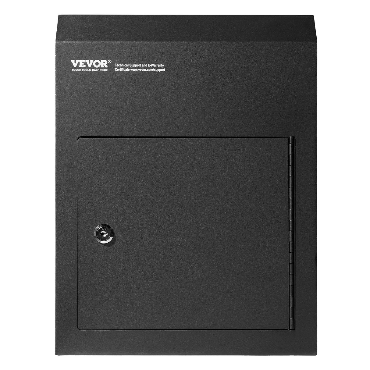 Steel through the door mail drop box with key lock, black