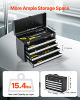 Rhymney Portable Metal Tool Box, 4 Drawer, 20.5 inch, EVA Liners