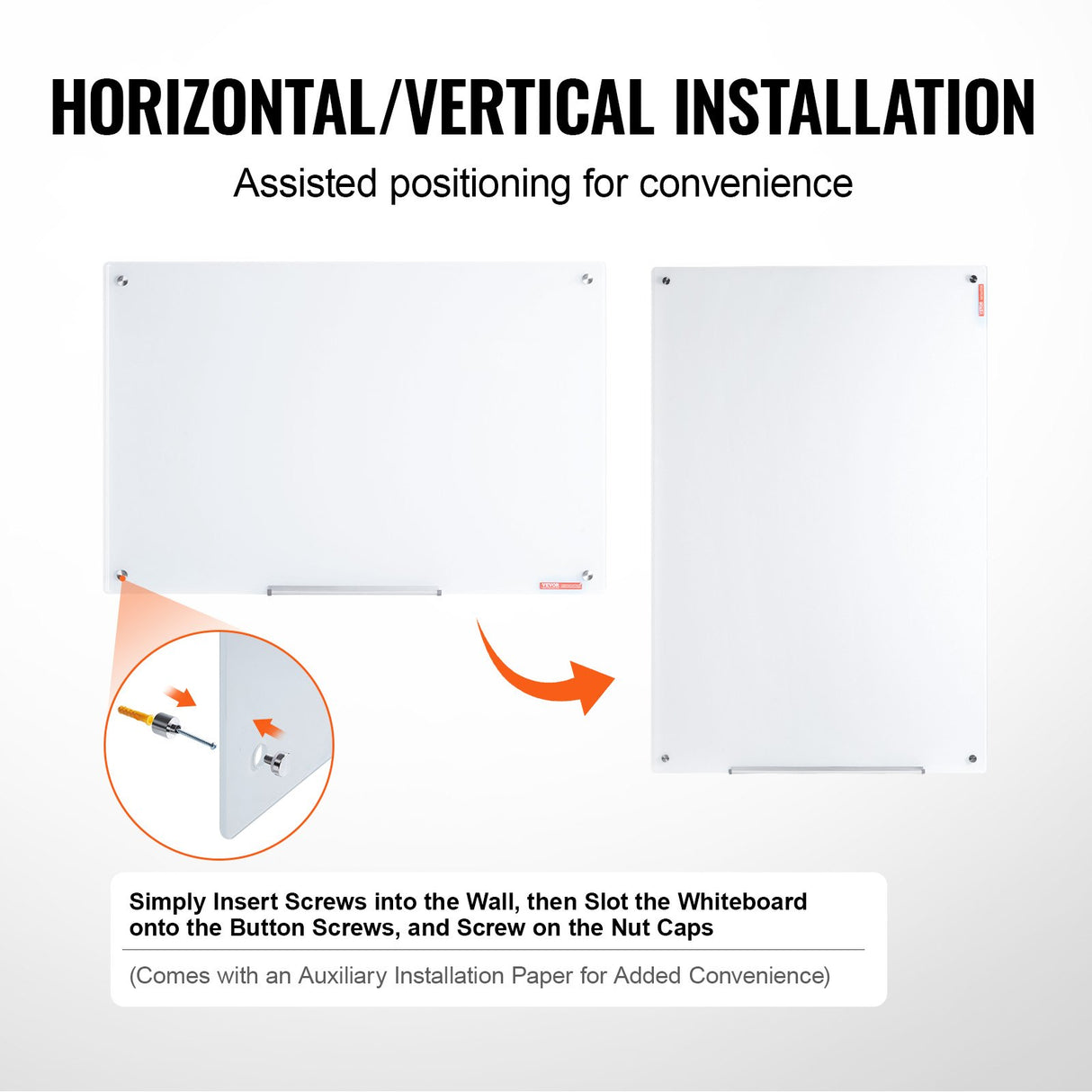 Magnets holding paper documents on the galvanised backed glass whiteboard