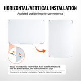 Magnets holding paper documents on the galvanised backed glass whiteboard