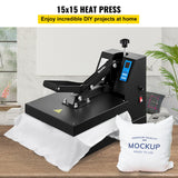 Digital timer and temperature control panel on the clamshell heat press