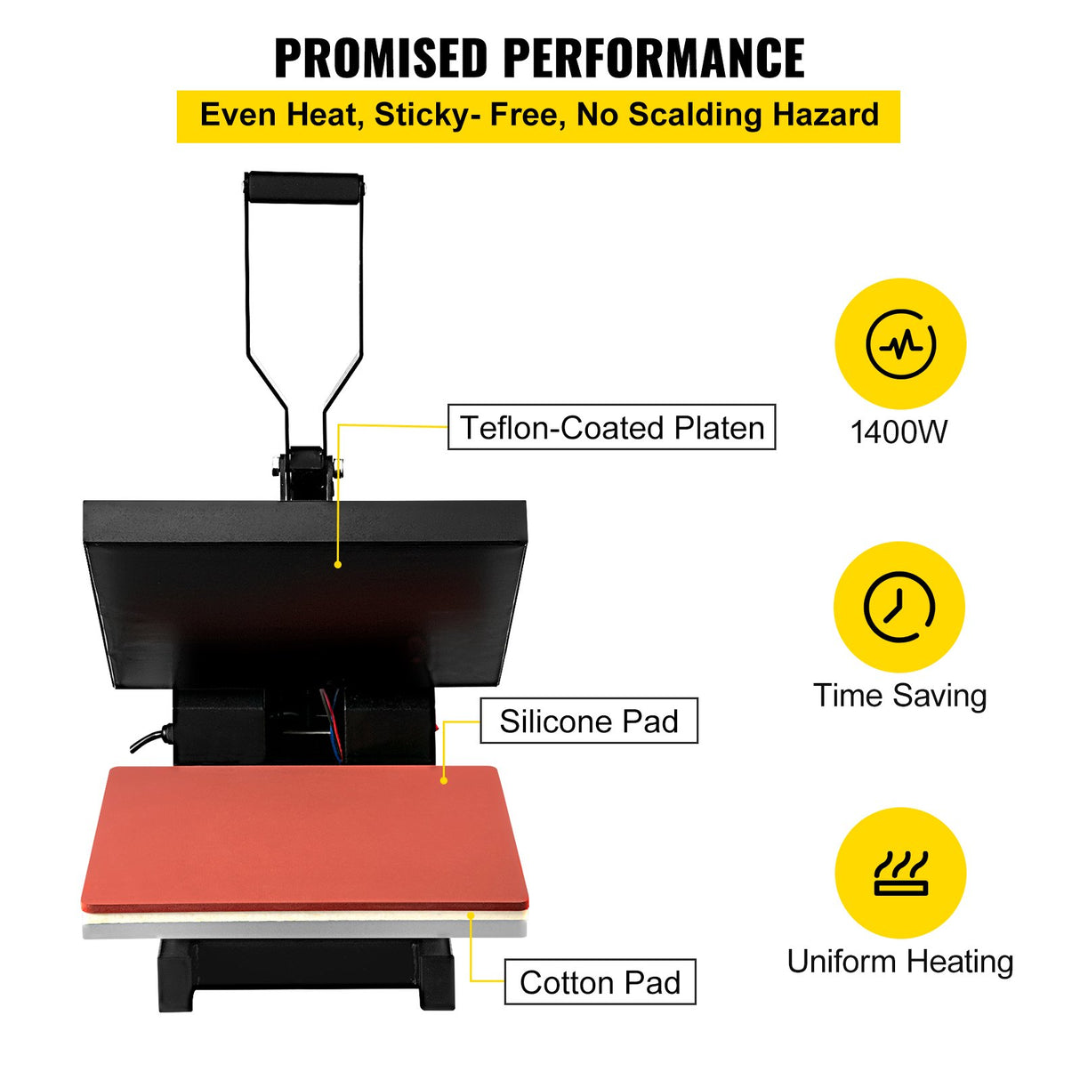 Front adjustable pressure knob on the 38 x 38 cm heat press
